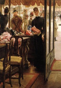 Картина автора Тиссо Жак Жозеф под названием The Shop Girl - The Milliner's Shop