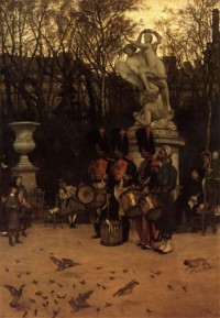 Картина автора Тиссо Жак Жозеф под названием Beating the Retreat in the Tuileries Gardens