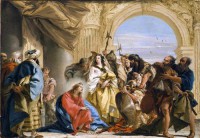 Картина автора Тьеполо Джованни Баттиста под названием Christ and the woman taken in adultery  				 - Христос и Женщина, уличенная в прелюбодеянии