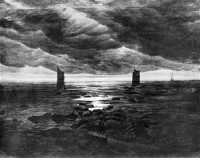 Картина автора Фридрих Каспар Давид под названием Mond hinter Wolken uber dem Meeresufer