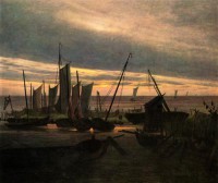 Картина автора Фридрих Каспар Давид под названием Schiffe im Hafen am Abend