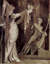 Картина автора Фюсли Иоганн Генрих под названием Kriemhild zeigt Hagen das Haupt Gunthers
