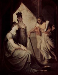 Картина автора Фюсли Иоганн Генрих под названием Thetis bittet Hephaistos, für ihren Sohn Achilleus eine Rüstung zu schmieden