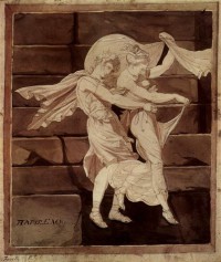 Картина автора Фюсли Иоганн Генрих под названием Aphrodite führt Paris zum Duell mit Menelaos