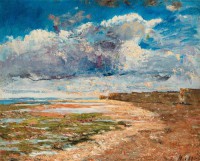 Картина автора Хилл Карл Фредерик под названием Dark clouds over the cliffs, Luc-sur-Mer