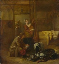 Картина автора Хох Питер под названием A Man with Dead Birds, and Other Figures, in a Stable