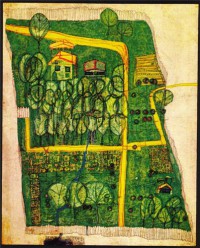 Картина автора Хундертвассер Фриденсрайх под названием garden with fence