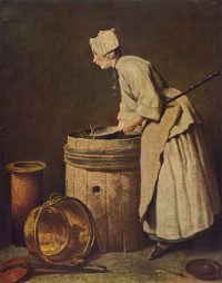 Картина автора Шарден Жан Батист Симеон под названием Frau, Geschirr Scheuernd