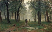 Картина автора Шишкин Иван под названием Rain in a oak forest  				 - Дождь в дубовом лесу