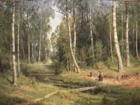 Картина автора Шишкин Иван под названием Stream in a birch forest  				 - Ручей в берёзовом лесу