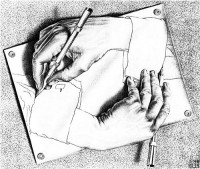 Картина автора Эшер Мауриц Корнелис под названием Drawing Hands  				 - Рисующие руки