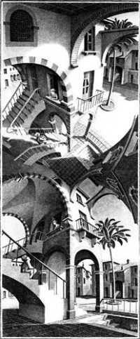 Картина автора Эшер Мауриц Корнелис под названием Top and bottom  				 - Вверху и внизу