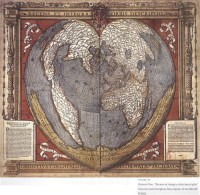 Картина автора Постеры под названием Map of the world. The author is Orontius Finnæus. 1532  				 - Карта мира Оронция Фине 1532 год